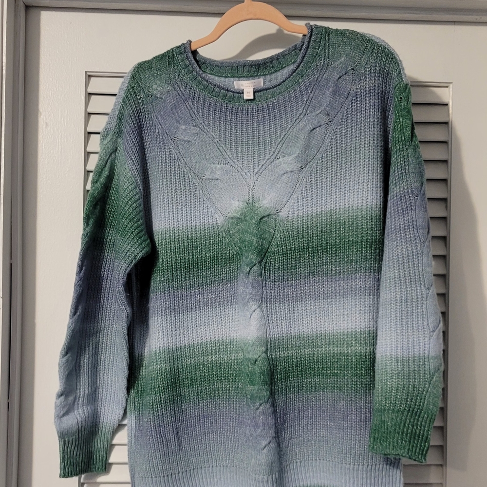EUC Women's M Lauren Conrad Green and Blue Gradient Sweater